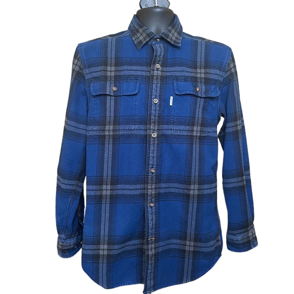 Carhartt Original Fit Plaid Flannel Button Down Shirt Blue Size S - Picture 12 of 12